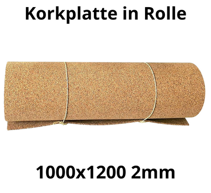 Korkplatte Rolle - 1000x1200mm - 2mm - Deko und DIY - 1 Stk.