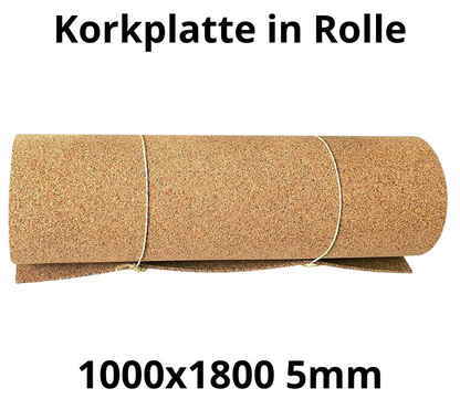 Korkplatte Rolle - 1000x1800mm - 5mm - Deko und DIY - 1 Stk.