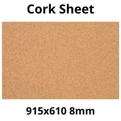 Cork Sheet - 915x610mm - 8mm - Décor and DIY - Pack of 1