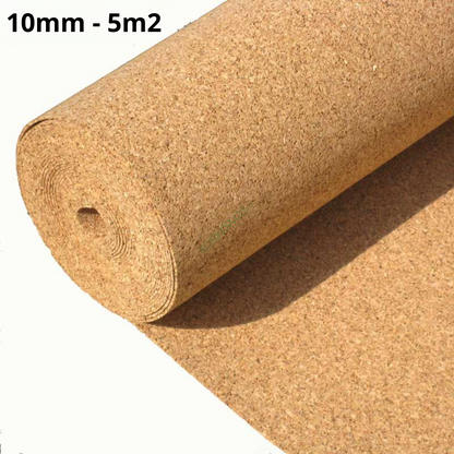 Premium 10mm cork roll underlay covering 5m2, natural soundproofing and thermal insulation for flooring installations