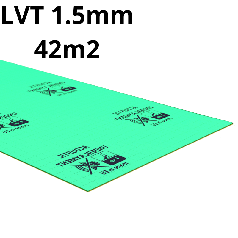 1.5mm professional high-density LVT underlay for vinyl flooring, covers 6-42m², superior sound reduction and subfloor preparation