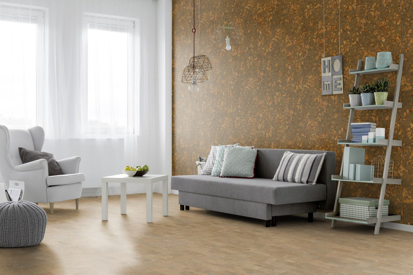 Dekorative Kork-Wandfliesen - Grau - Muster - 1 Streifen