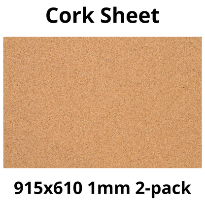 Cork Sheet - 915x610mm - 1mm - Décor and DIY - Pack of 2