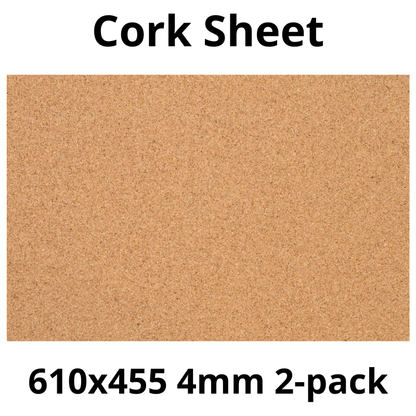Cork Sheet - 610x455mm - 4mm - Décor and DIY - Pack of 2
