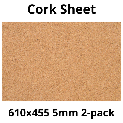 Cork Sheet - 610x455mm - 5mm - Décor and DIY - Pack of 2