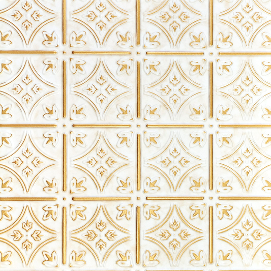 White 13 (Gold): Decorative Ceiling & Wall Panels - 2m2 (21.52 sqft) - 8 Panels
