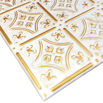 White 13 (Gold): Decorative Ceiling & Wall Panels - 2m2 (21.52 sqft) - 8 Panels