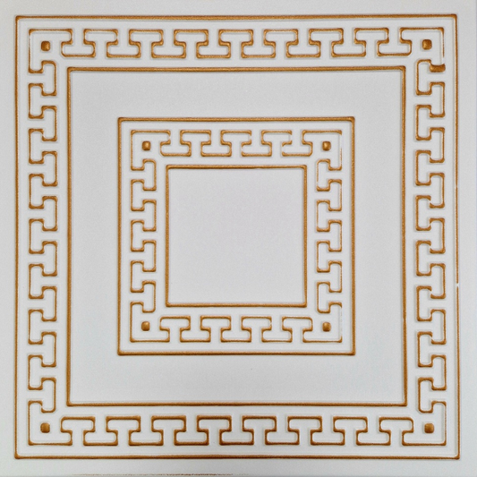 White 5 (White&Gold): Decorative Ceiling & Wall Panels - 2m2 (21.52 sqft) - 8 Panels